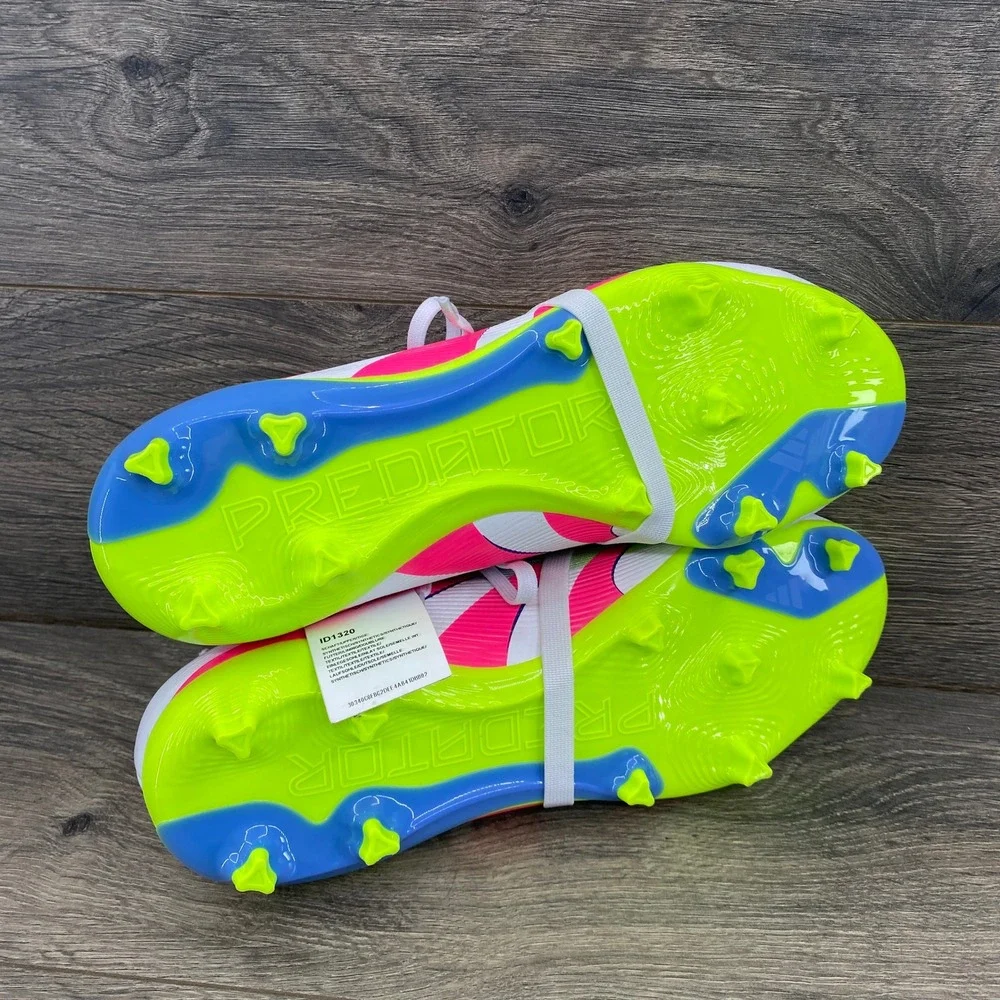 Adidas Predator League FT Soccer Cleats Mens 8 White Pink ID1320 Foldover Tongue